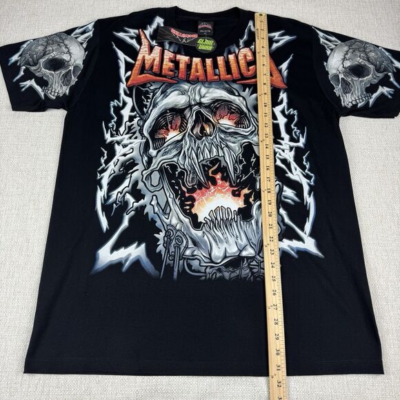 Metallica Skull Graphic T-Shirt Mens XL Double Sided Rock Band Rock@Tees NWT - Picture 10 of 12